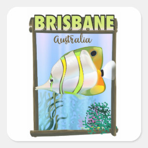 Sticker Carré Affiche de voyage tropical à Brisbane Australie