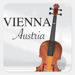 Sticker Carré Affiche de voyage violon Vienne Autriche