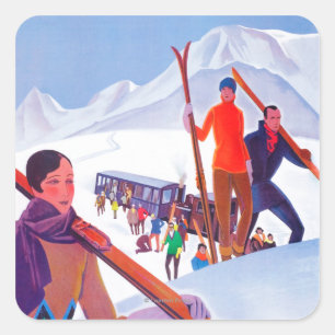 Sticker Carré Affiche promotionnelle ferroviaire de PLM