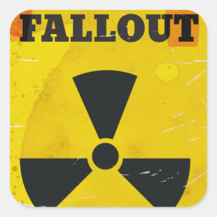 Sticker Carré Affiche vintage d'avertissement d'abri antiatomiqu