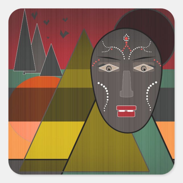 Sticker Carré African mask (Devant)