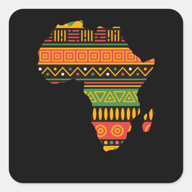 Sticker Carré Afrique Silhouette Black Afro Pride Africaine (Devant)