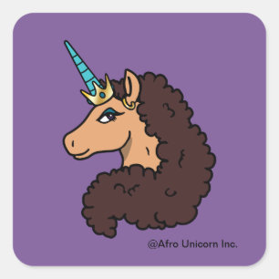 Sticker Carré Afro Unicorn   Divin
