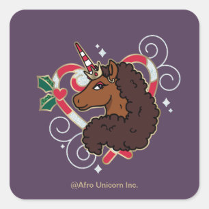 Sticker Carré Afro Unicorn Sucre de canne Heart Holiday