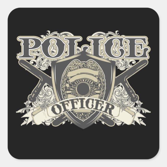Sticker Carré Agent de police vintage (Devant)