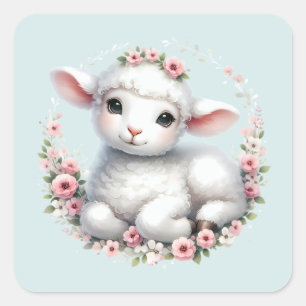 Sticker Carré Agneau mignon avec la couronne florale