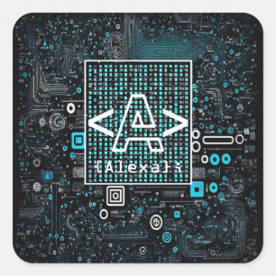 Sticker Carré Ai - Technologie - Monogramme de codage - Lettre A