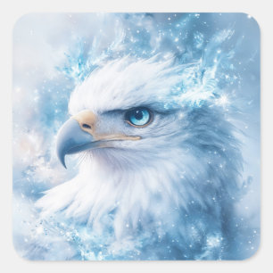 Sticker Carré Aigle À Oeil Bleu Parmi Les Merveilles Gelées