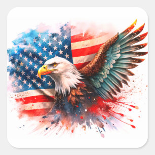 Sticker Carré Aigle américain – Symbole majestueux de liberté