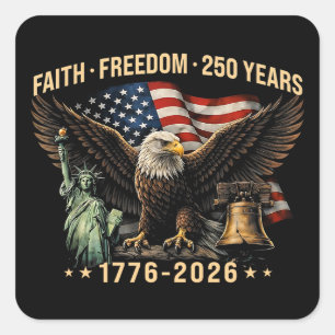 Sticker Carré Aigle artistique patriotique 250e anniversaire
