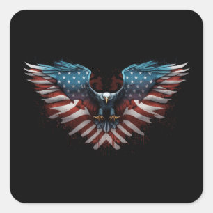 Sticker Carré aigle avec drapeau américain