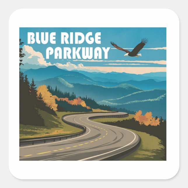 Sticker Carré Aigle Blue Ridge Parkway (Devant)