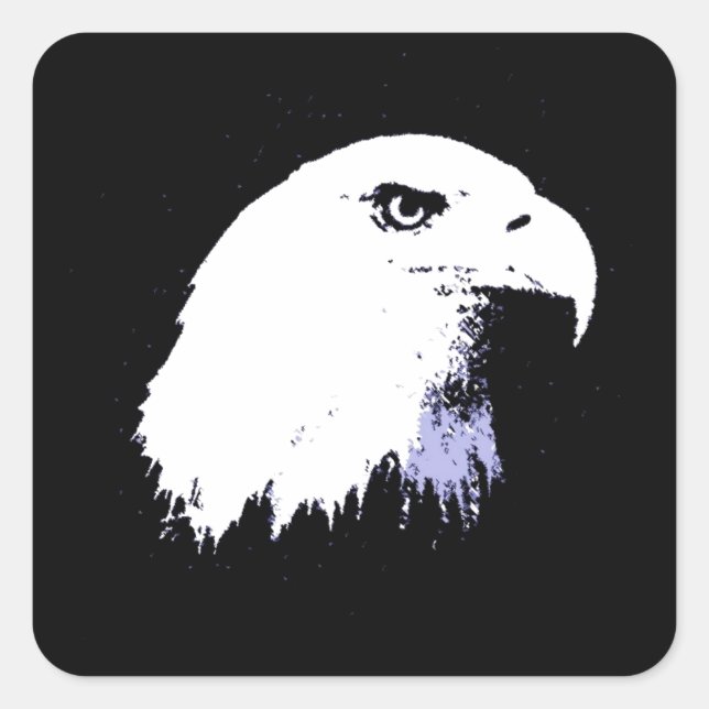 Sticker Carré Aigle chauve Pop Art (Devant)