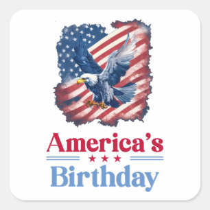 Sticker Carré Aigle d'anniversaire de l'Amérique