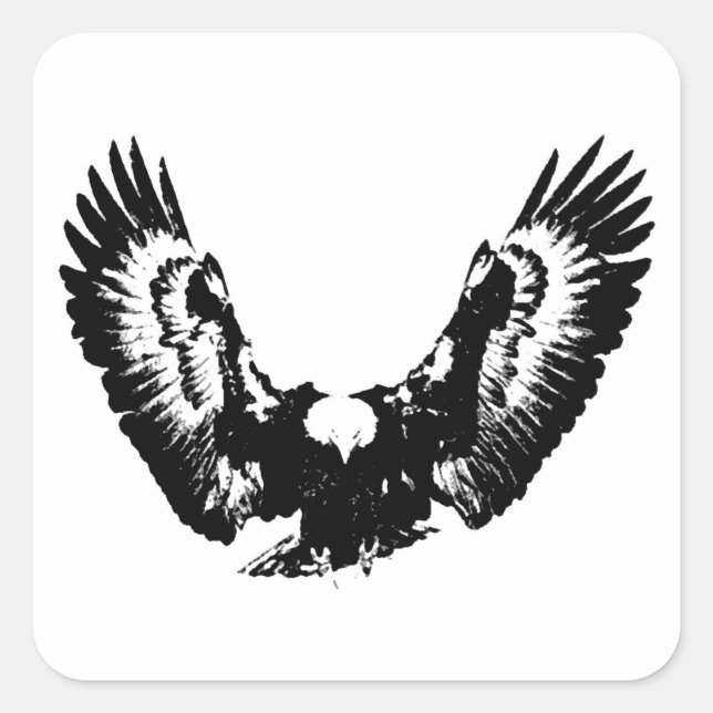 Sticker Carré Aigle noir et blanc (Devant)