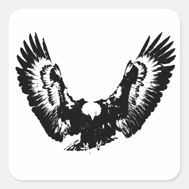 Sticker Carré Aigle noir et blanc (Devant)