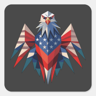 Sticker Carré Aigle patriotique Origami Style USA