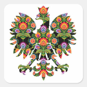 Sticker Carré Aigle polonais Pologne Emblème Wycinanki, Polonais