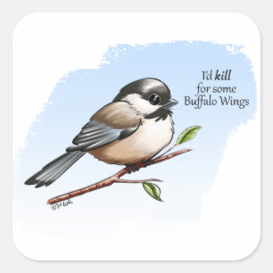 Sticker Carré AILES DE BUFFLE CHICKADEE par Jeff Willis Art