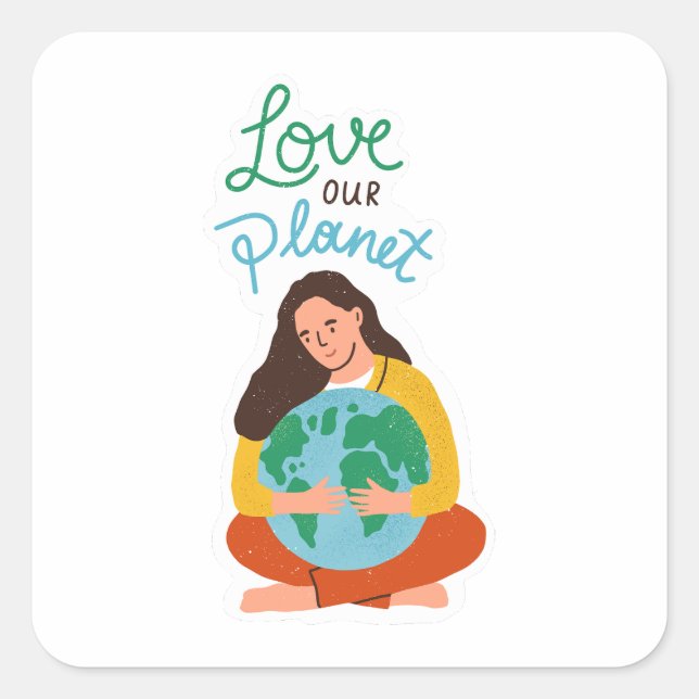 Sticker Carré Aimer notre planète (Devant)