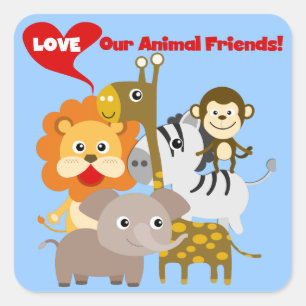 Sticker Carré Aimez nos amis animaux