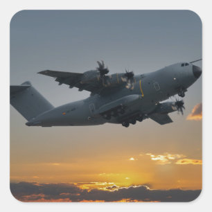 Sticker Carré Airbus A400M Au Coucher Du Soleil