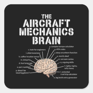 Sticker Carré Aircraft Mechanics Brain Aviation