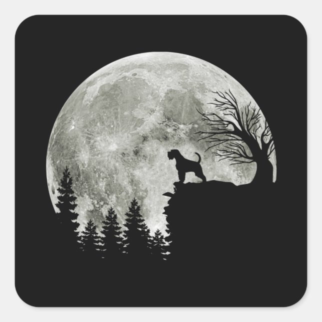 Sticker Carré Airedale Terrier Sur Mountain Halloween Amoureux d (Devant)
