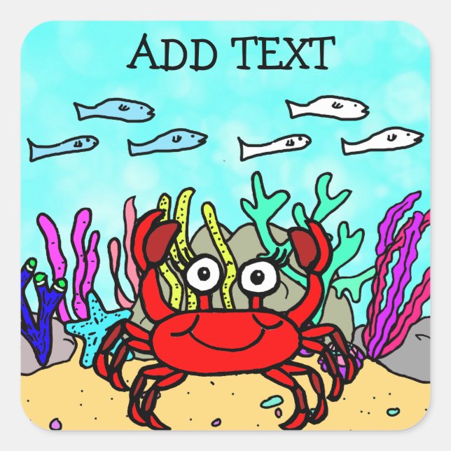 Sticker Carré Ajouter du texte à ce crabe rouge (Devant)