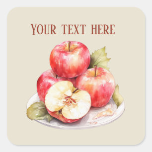 Sticker Carré Ajouter du texte aux vendeurs de pommes mignons