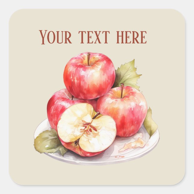 Sticker Carré Ajouter du texte aux vendeurs de pommes mignons (Devant)