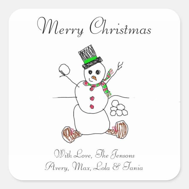 Sticker Carré Ajouter l'oeuvre de votre enfant à ce Noël (Devant)