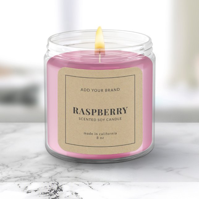 Sticker Carré Ajouter Marque Gris Bordure Rustique Kraft Étiquet (Créateur téléchargé)