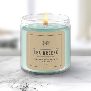 Sticker Carré Ajouter un logo Gris Bordure et lignes Kraft