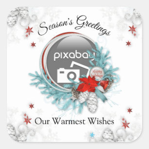 Sticker Carré Ajouter Votre Entreprise Logo Festive Frame Holida