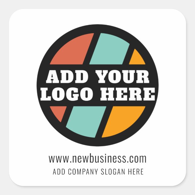 Sticker Carré Ajouter votre entreprise Logo Site Web Société Slo (Devant)