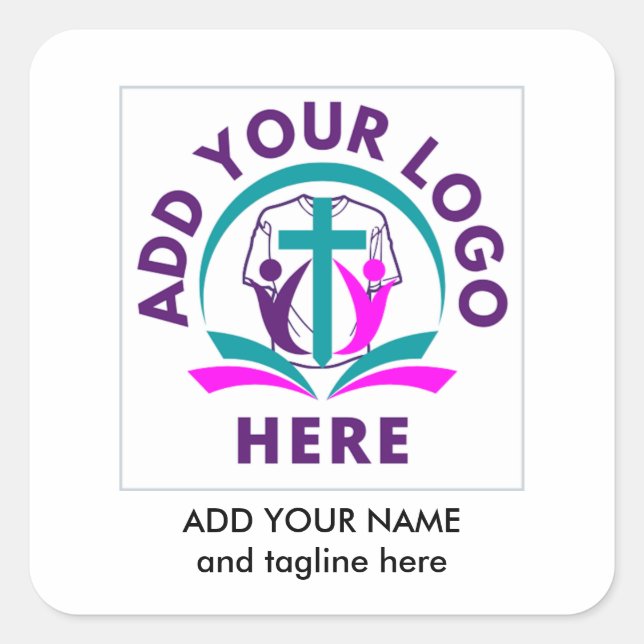 Sticker Carré AJOUTER VOTRE LOGO Business Church Merchandises (Devant)