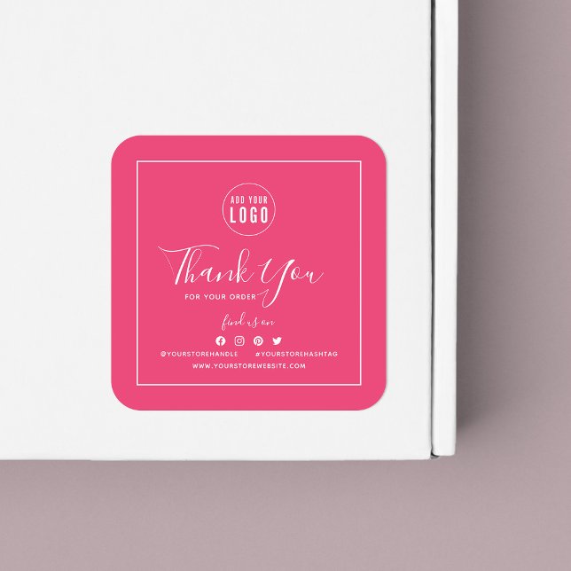 Sticker Carré Ajouter votre logo Social Media Merci Couleur pers (Créateur téléchargé)