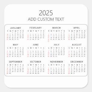 Sticker Carré ajouter votre propre calendrier texte personnalisé