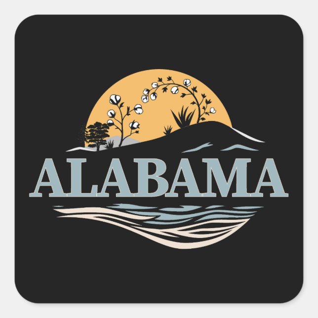 Sticker Carré Alabama États-Unis d'Amérique (Devant)