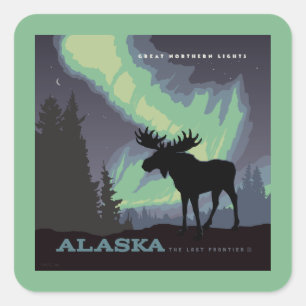 Sticker Carré Alaska Oie des aurores nordiques