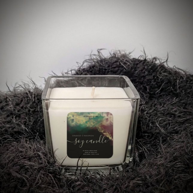 Sticker Carré alcool Abstrait encre or script moderne bougie (Créateur téléchargé)