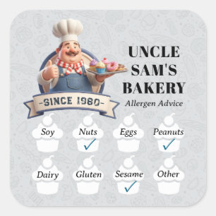 Sticker Carré Alerte d'allergie à la sécurité alimentaire Boulan