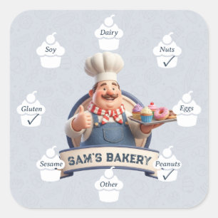 Sticker Carré Alerte d'allergie à la sécurité alimentaire Boulan