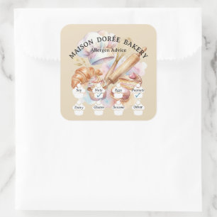 Sticker Carré Alerte d'allergie à la sécurité alimentaire Boulan