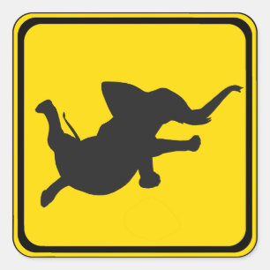 Sticker Carré Alerte : éléphant dansant Xing !