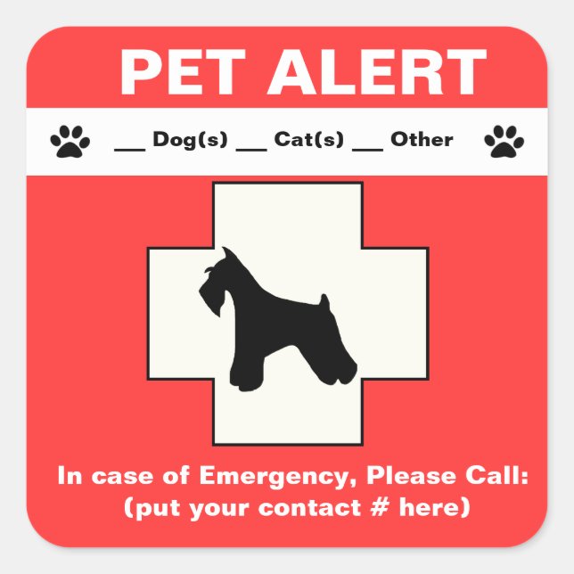 Sticker Carré Alerte pour animaux (Devant)