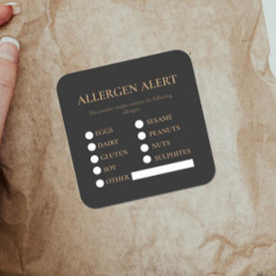 Sticker Carré Alerte sur les allergènes de sécurité alimentaire
