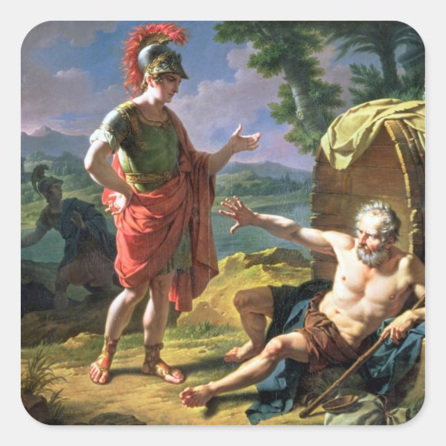 Sticker Carré Alexander and Diogenes, 1818 (oil on canvas) (Devant)