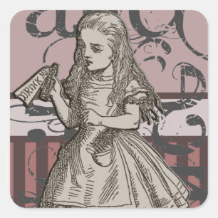 Sticker Carré Alice à Wonderland